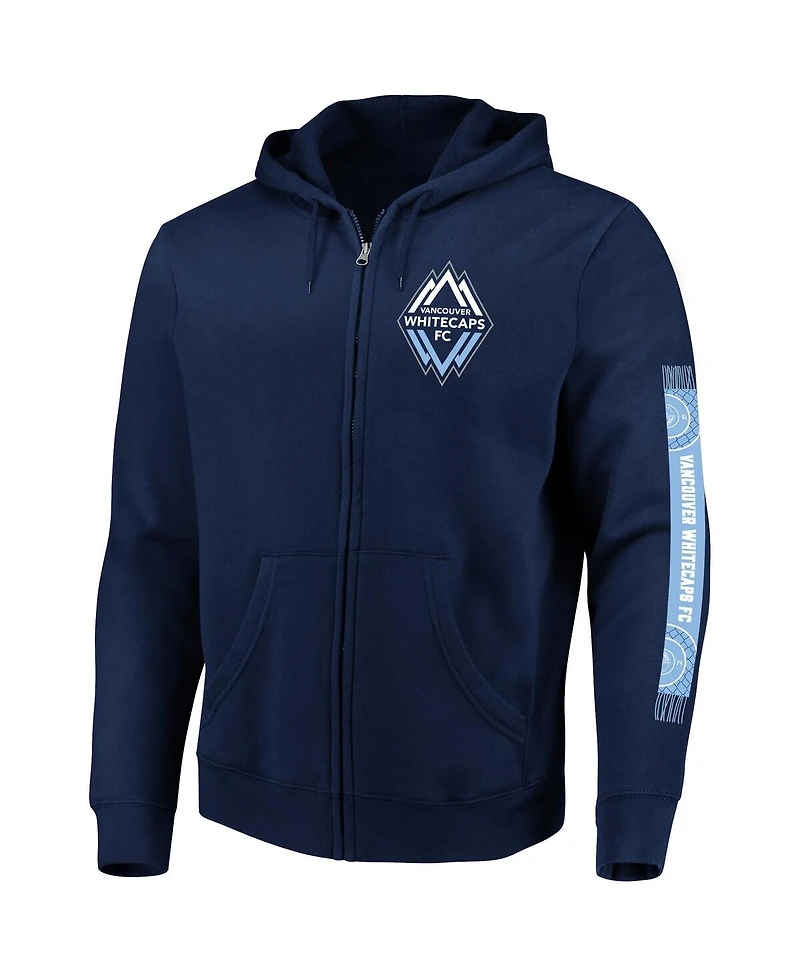 Fanatics Men's Navy Vancouver Whitecaps Fc Iconic Scarf Sleeve Full-Zip Hoodie