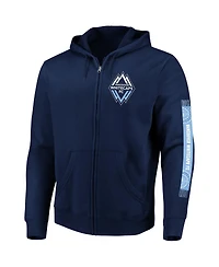 Fanatics Men's Navy Vancouver Whitecaps Fc Iconic Scarf Sleeve Full-Zip Hoodie