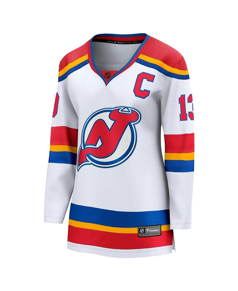 Fanatics Women's Nico Hischier White New Jersey Devils Captain Patch Special Edition 2.0 Breakaway Player