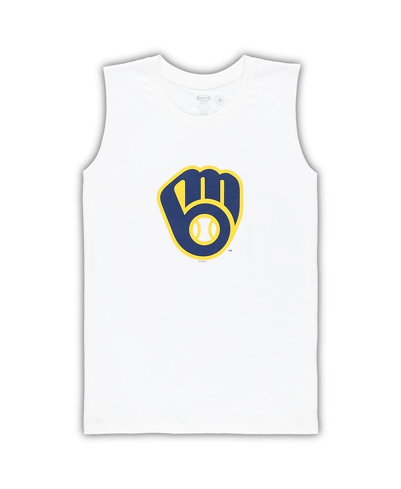 Concepts Sport Women's White/Navy Milwaukee Brewers Plus Tank Top Shorts Sleep Set