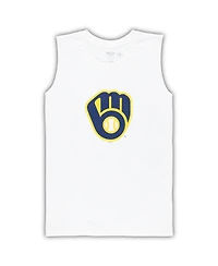 Concepts Sport Women's White/Navy Milwaukee Brewers Plus Tank Top Shorts Sleep Set