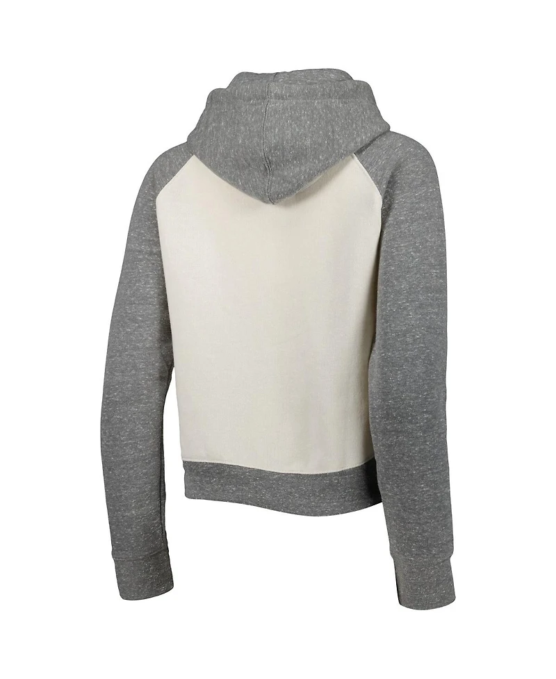 Pressbox Women's Cream/Heather Gray Clemson Tigers Cody Tri-Bend Raglan Pullover Hoodie