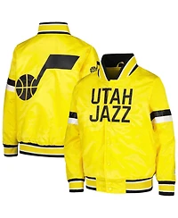 Starter Big Boys and Girls Yellow Utah Jazz Home Game Varsity Satin Full-Snap Jacket