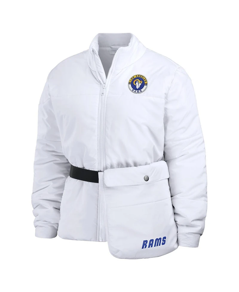 Wear by Erin Andrews Women's White Los Angeles Rams Packaway Full-Zip Puffer Jacket
