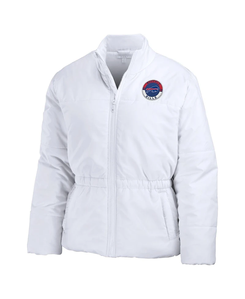 Wear by Erin Andrews Women's White Buffalo Bills Packaway Full-Zip Puffer Jacket