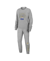 Wear by Erin Andrews Women's Heather Gray Los Angeles Rams Knit Long Sleeve Tri-Blend T-Shirt Pants Sleep Set