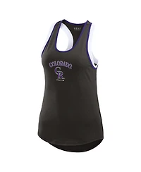 Wear by Erin Andrews Women's Black Colorado Rockies Colorblock Racerback Tank Top