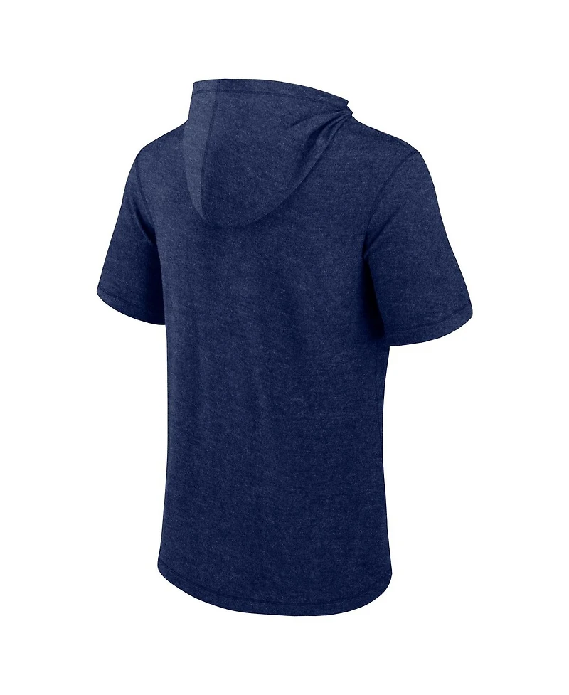 Fanatics Men's Heather Navy Minnesota Twins Push Short Sleeve Pullover Hoodie