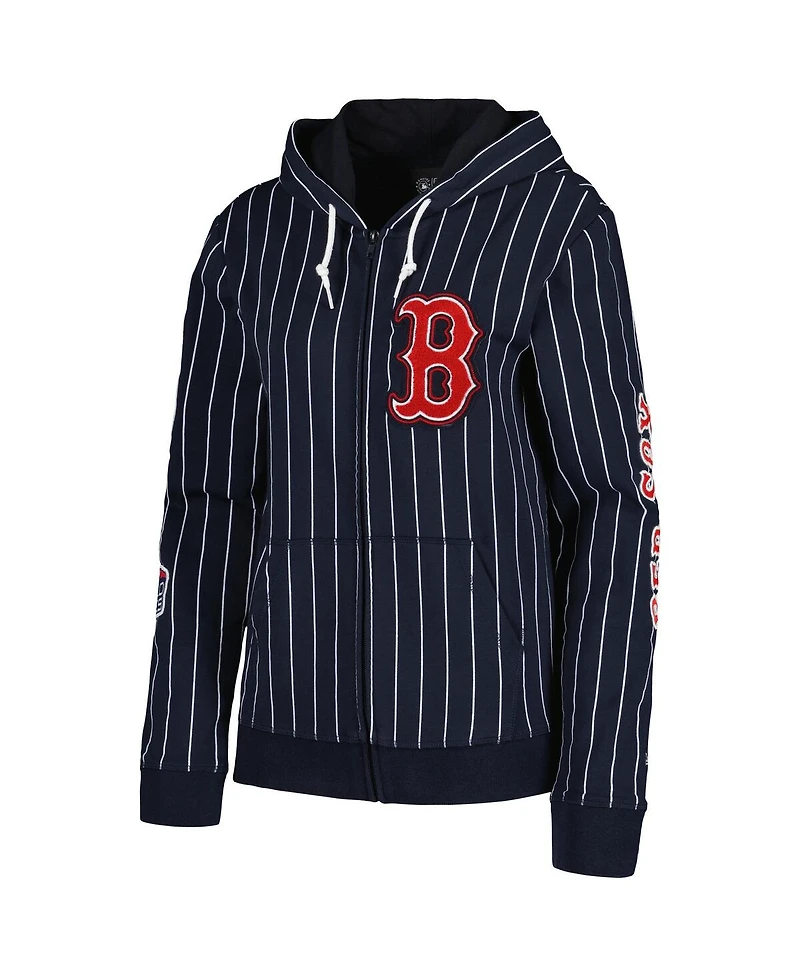 New Era Women's Navy Boston Red Sox Pinstripe Tri-Blend Full-Zip Jacket