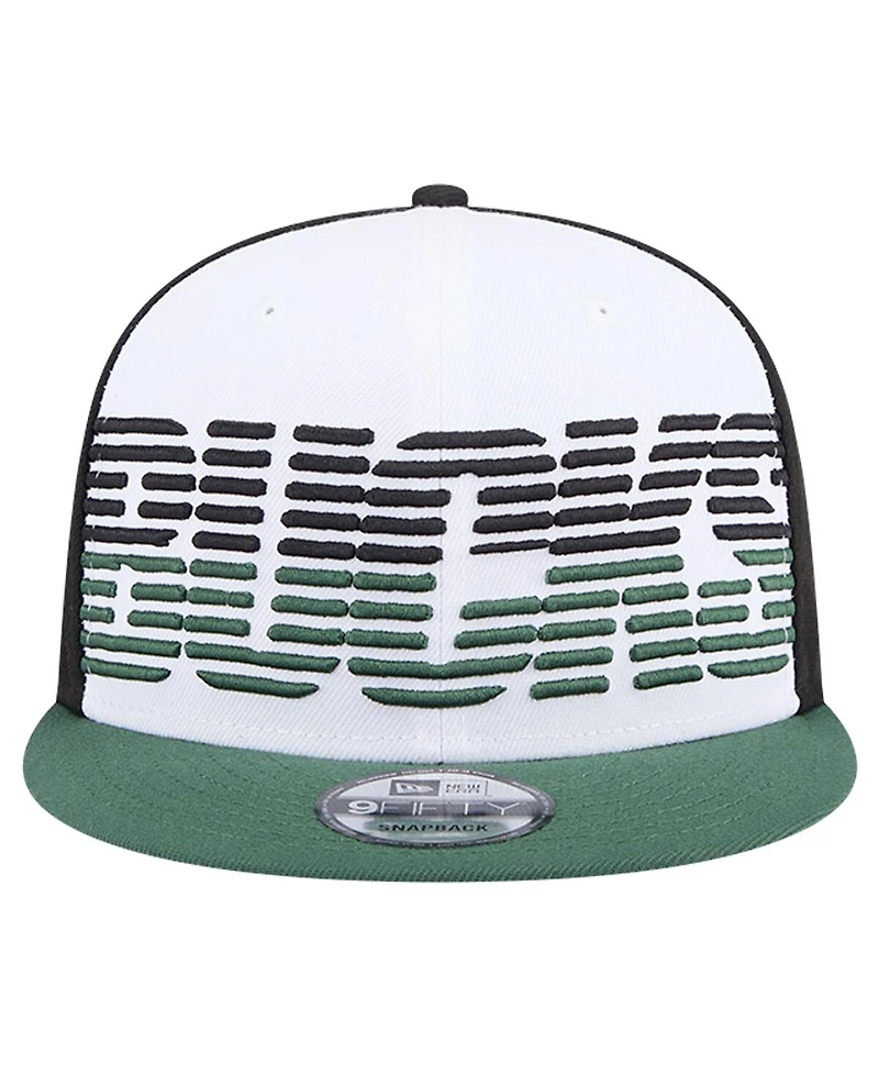 New Era Men's White/Hunter Green Milwaukee Bucks Throwback Gradient Tech Font 9FIFTY Snapback Hat