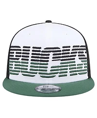 New Era Men's White/Hunter Green Milwaukee Bucks Throwback Gradient Tech Font 9FIFTY Snapback Hat