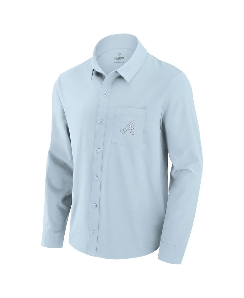 Fanatics Men's Light Blue Atlanta Braves Front Office Long Sleeve Button-Up Shirt
