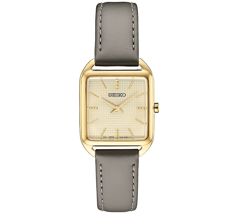 Seiko Women's Essentials Gray Leather Strap Watch 26mm x 35mm
