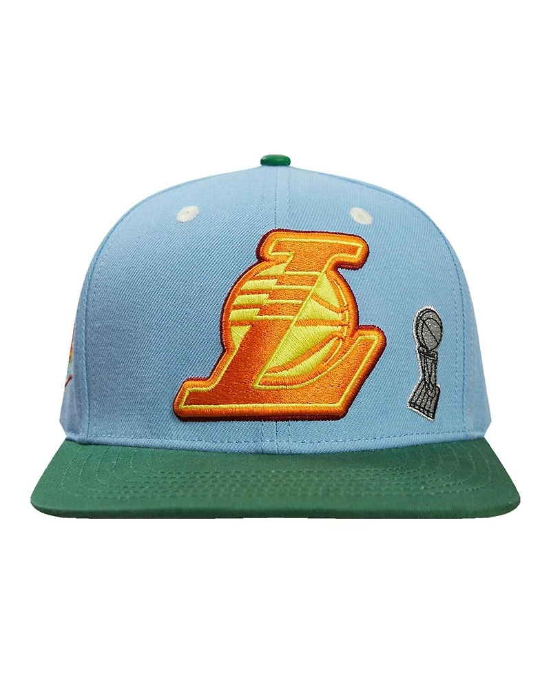 Pro Standard Men's Light Blue/Green Los Angeles Lakers Retro Program 2-Tone Snapback Hat