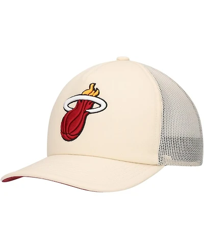 Mitchell & Ness Men's Cream Miami Heat Trucker Adjustable Hat