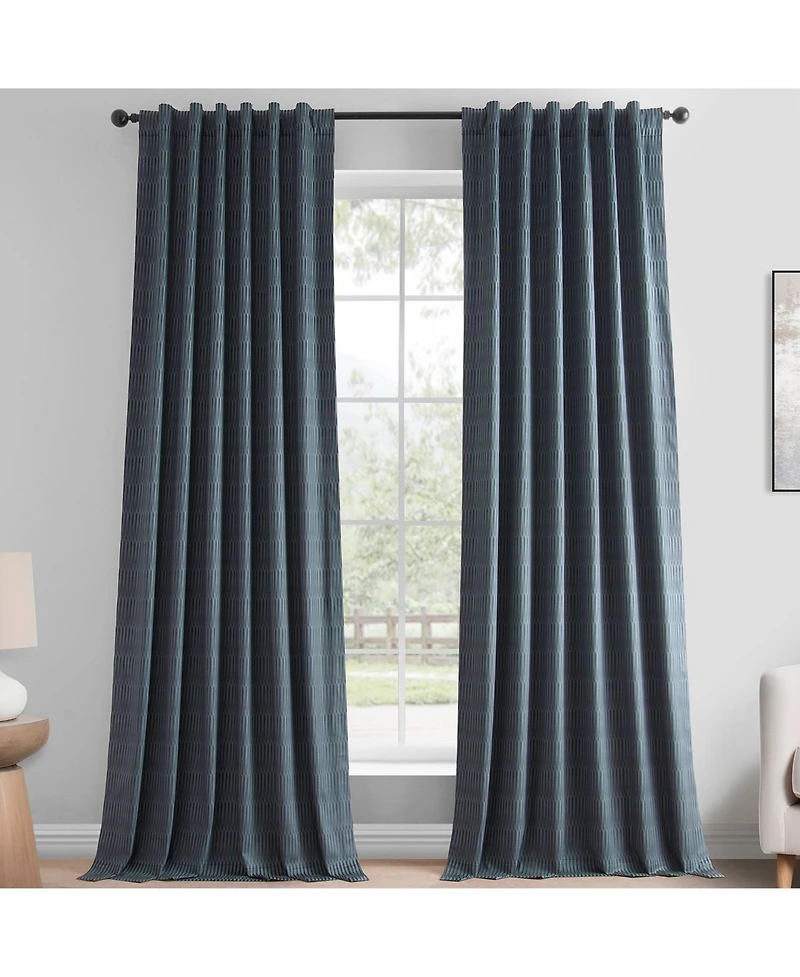 Half Price Drapes Deep Blue Abstract Lounge Embossed Velvet Room Darkening Curtain