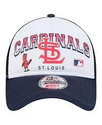 New Era Men's White St. Louis Cardinals Retro Wordmark 9FORTY A-Frame Trucker Adjustable Hat