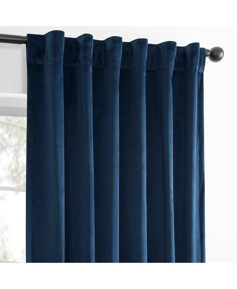 Half Price Drapes Deep Cobalt Blue Simply Velvet Room Darkening Curtain Pair (2 Panels