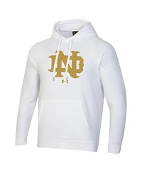 Under Armour Men's White Notre Dame Fighting Irish Throwback Interlocking Nd Gold Rush Rival Raglan Pullover Hoodie