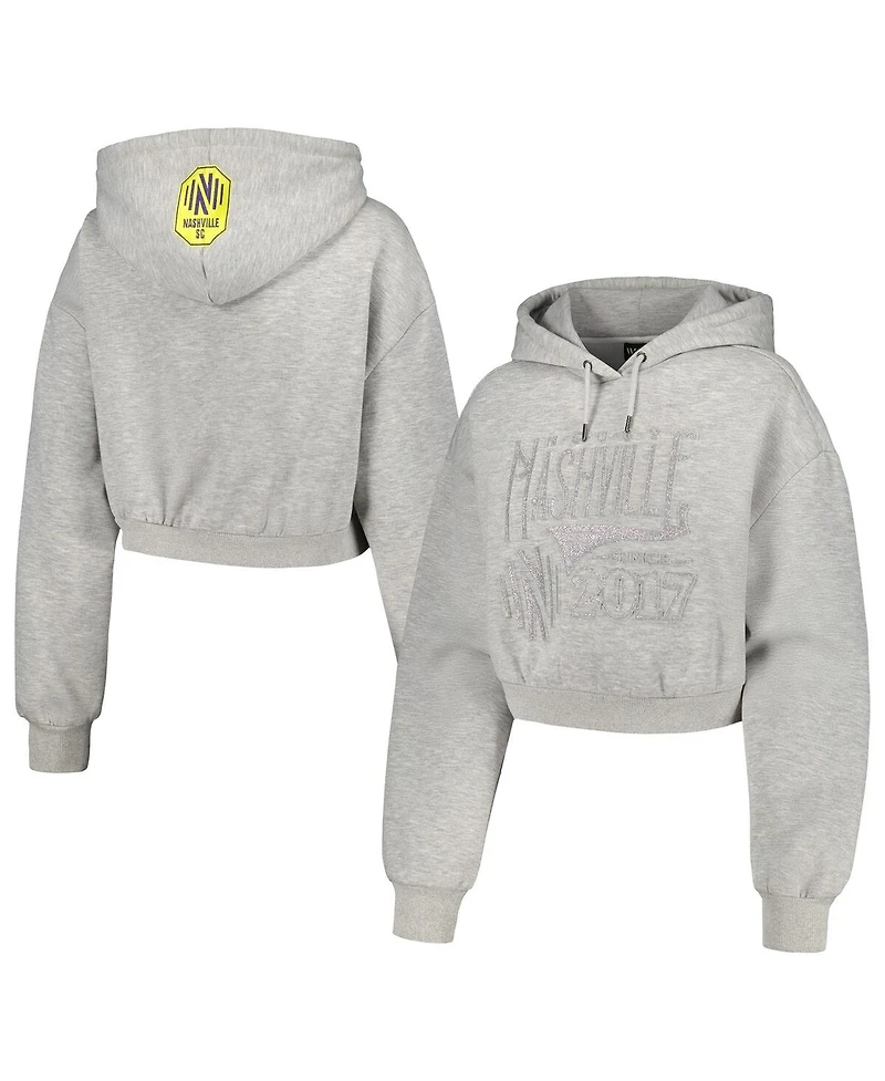 The Wild Collective Women's Heather Gray Nashville Sc Cropped Pullover Hoodie