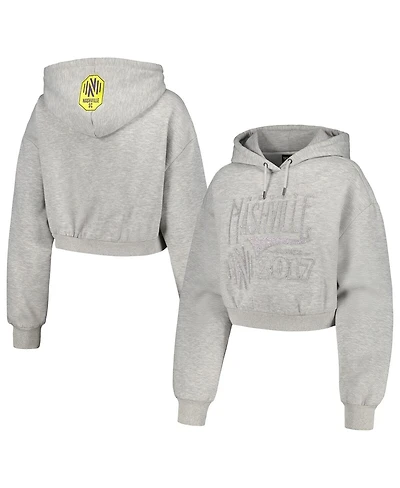 The Wild Collective Women's Heather Gray Nashville Sc Cropped Pullover Hoodie