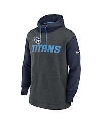 Nike Men's Heathered Charcoal/Navy Tennessee Titans Surrey Legacy Pullover Hoodie