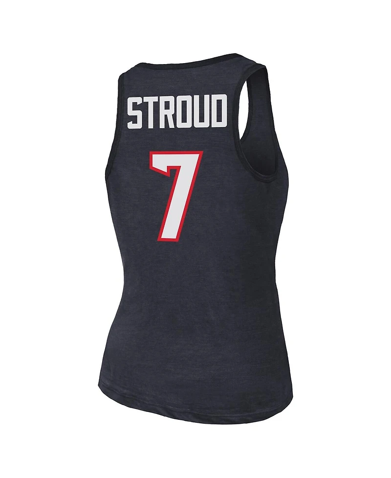 Majestic Women's C.j. Stroud Navy Houston Texans Name Number Tri-Blend Tank Top