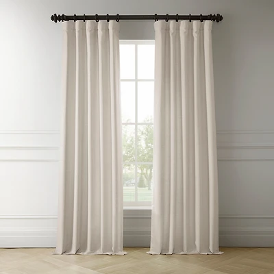 Half Price Drapes Parchment Cream Italian Faux Linen Room Darkening Curtain