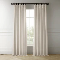 Half Price Drapes Parchment Cream Italian Faux Linen Room Darkening Curtain