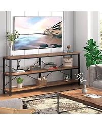 Tribesigns 71" Sofa Tables,Extra Long Couch Table, Narrow Console Entryway Table,Sofa Table with 3 Tiers Storage Shelves
