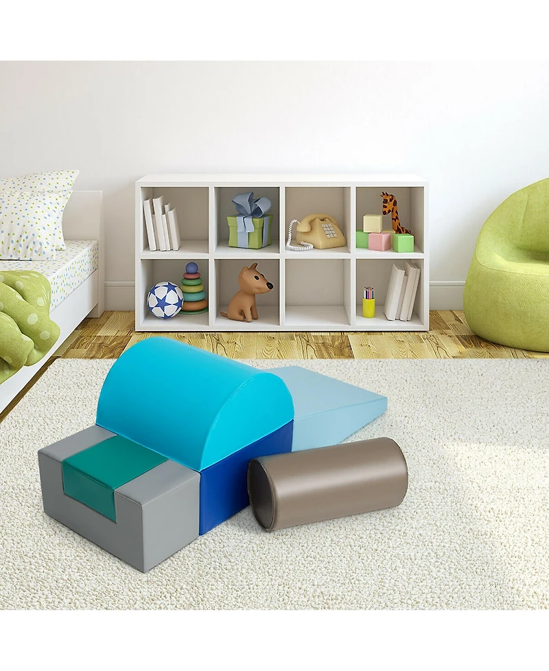 6 Piece Climb Crawl Play Set Indoor Kids Toddler Baby Safe Soft Foam Blocks Toys