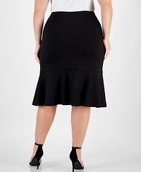 Kasper Plus Pull-On Ruffle-Hem Compression Skirt