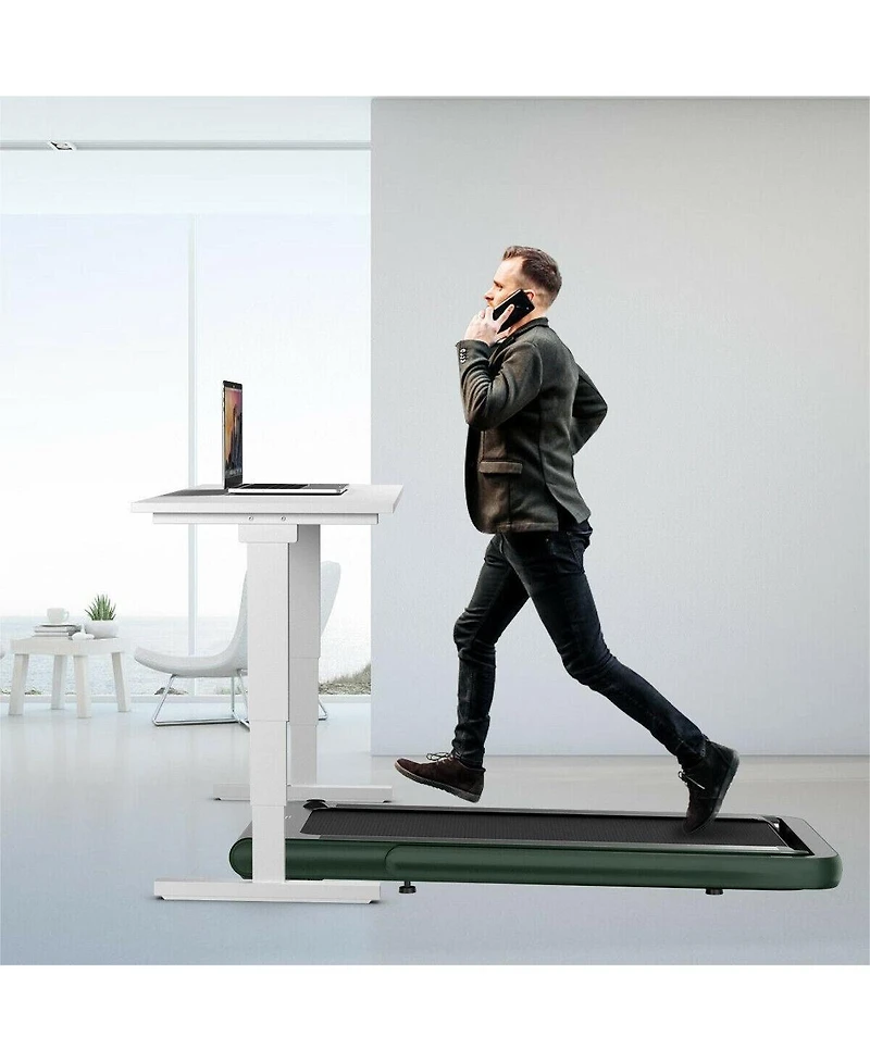 Skonyon 4.75HP 2 In 1 Folding Treadmill with Remote App Control-Green