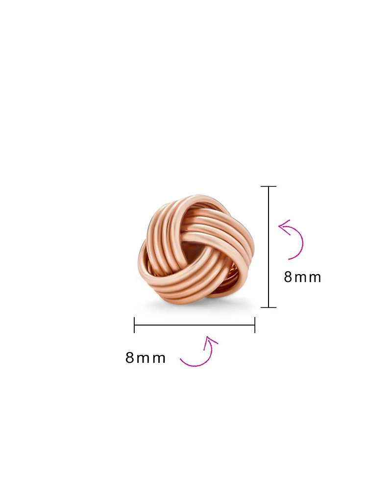 Bling Jewelry Traditional Classic Round Ball Woven Twisted Rope Cable Love Knot Ball Stud Earrings Rose Gold Plated .925 Sterling Silver