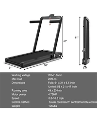 4.75HP 2 In 1 Folding Treadmill with Remote App Control-Black