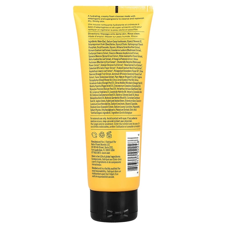 Acure Ultra Hydrating Green Juice Cleanser For Dehydrated Skin