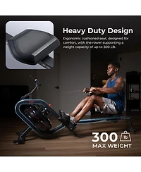 Sunny Health & Fitness Phantom Hydro Smart Water Rowing Machine with Dynamic Real-Time Resistance, Foldable 300 Lb Capacity with Bluetooth Connectivit