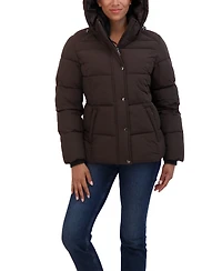 Sebby Collection Women's Short Hooded Stretch Puffer Jacket