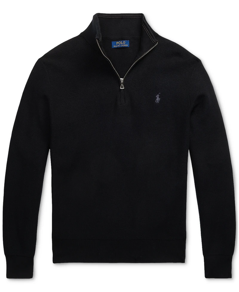 Polo Ralph Lauren Men's Mesh-Knit Cotton Quarter-Zip Sweater