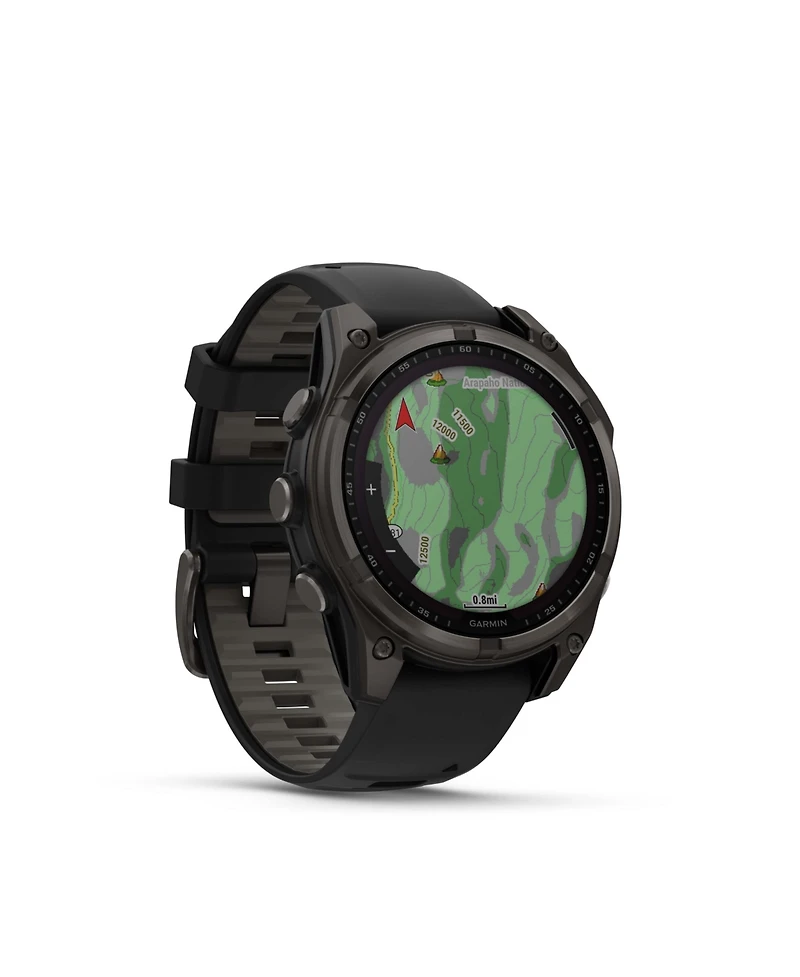 Garmin fenix 8 47mm, Saphire Solar, Outdoor & Fitness Gps Smartwatch, Carbon Gray Titanium Black, Black/Pebble Gray Band, Na