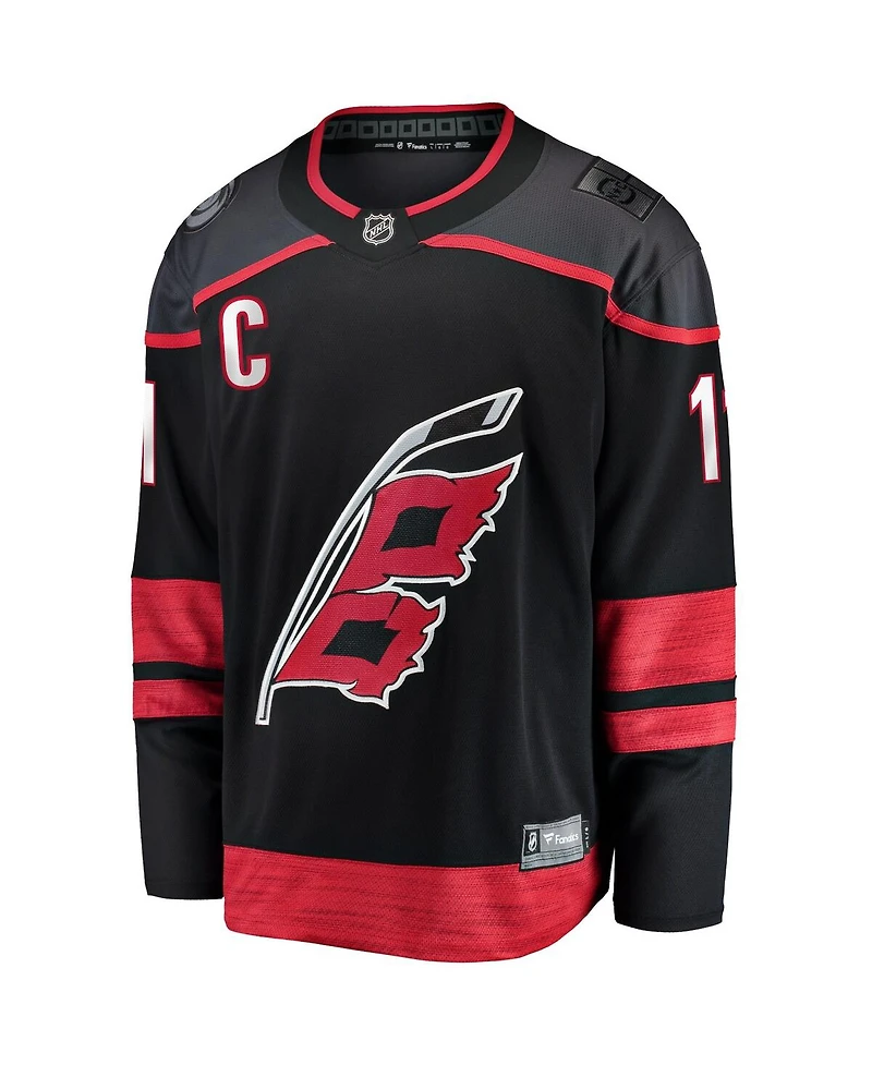 Fanatics Jordan Men's Staal Black Carolina Hurricanes Home Captain Patch Breakaway Player Jersey