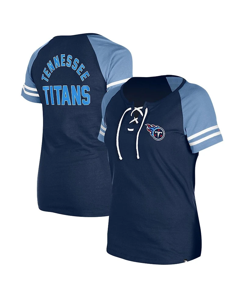 New Era Women's Navy Tennessee Titans Lace-Up Raglan T-Shirt