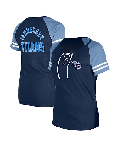 New Era Women's Navy Tennessee Titans Lace-Up Raglan T-Shirt