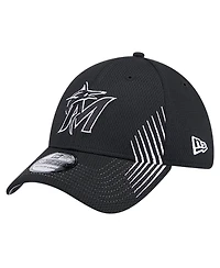 New Era Men's Black Miami Marlins Active Dash Mark 39THIRTY Flex Hat