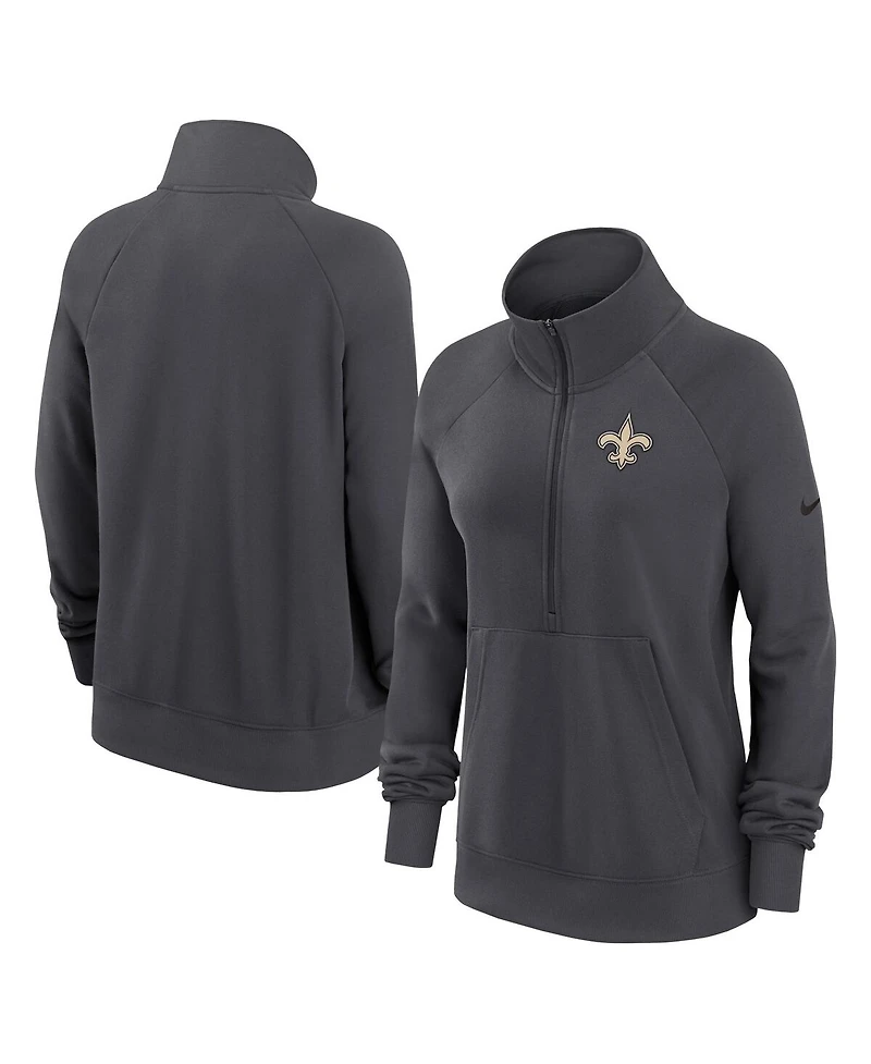 Nike Women's Charcoal New Orleans Saints Premium Raglan Performance Half-Zip Sweatshirt