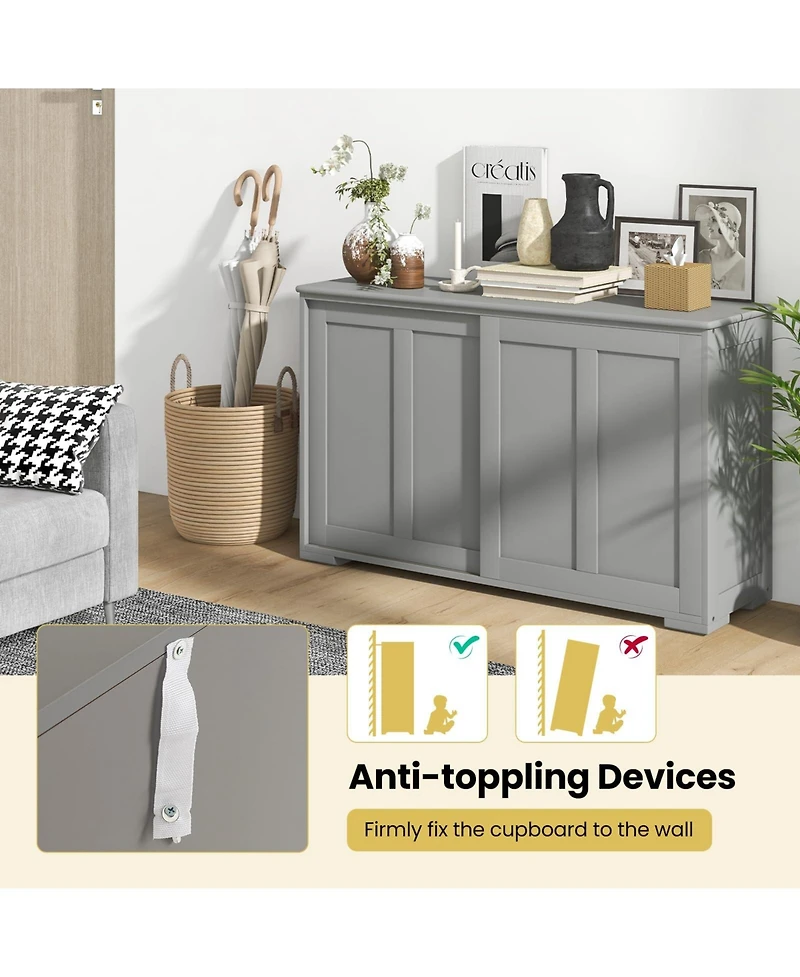 Sugift Sideboard Buffet Cupboard Storage Cabinet with Sliding Door