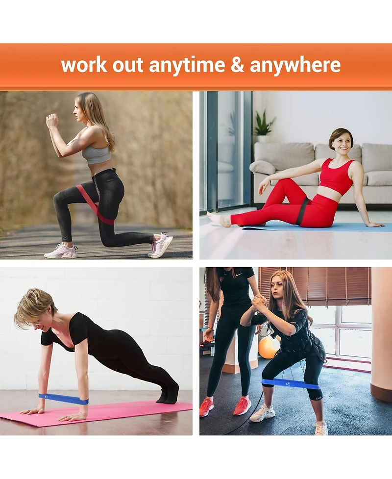 Yescom 5 Pack Resistance Loop Bands Set Workout Fitness Latex Bands Gym Home Yoga 80Lbs