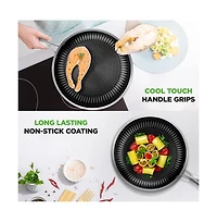 NutriChef Kitchenware Pots & Pans Set - Triply Stainless Steel Cookware, Non-Stick Coating Inside and Outside (8-Piece Set)