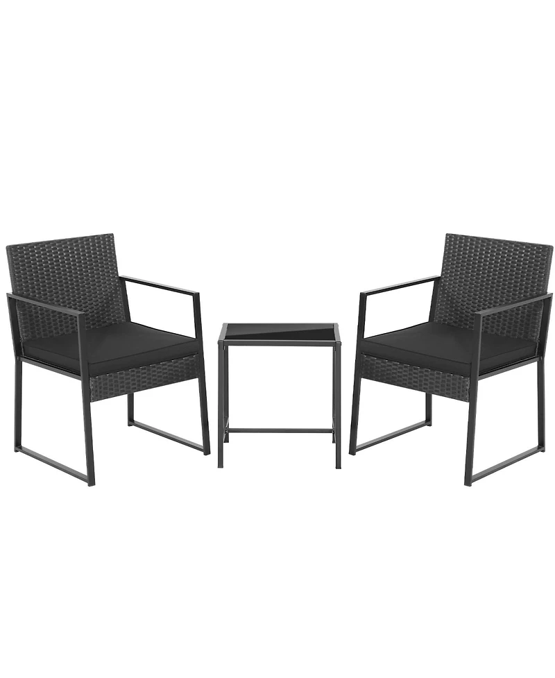 Sugift 3 Pieces Modern Heavy Duty Patio Furniture Set with Coffee Table