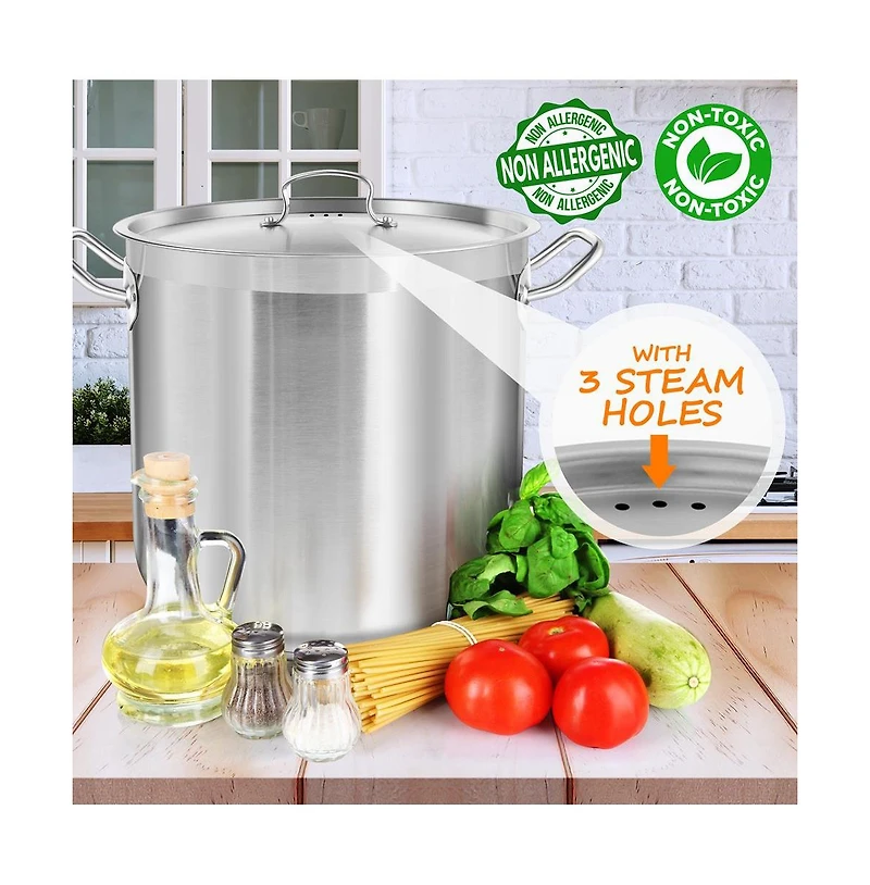 NutriChef Stainless Steel Cookware Stockpot - Quart, Heavy Duty Induction Pot